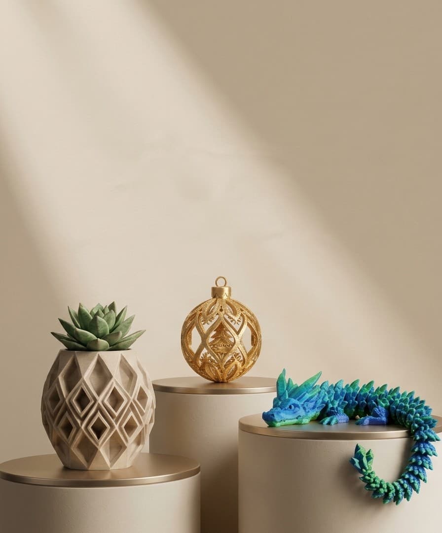 Produtos 3D sobre pedestais em estúdio